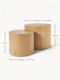 Set de mesas de centro de madera Dan, 2 uds., Tablero de fibras de densidad media (MDF) con chapado de roble, Madera de roble, Set de diferentes tamaños