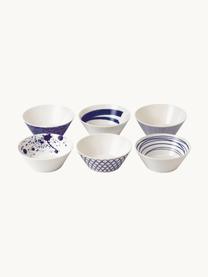 Komplet miseczek z porcelany Pacific Blue, 6 elem., Porcelana, Biały, ciemny niebieski, Ø 15 x W 8 cm