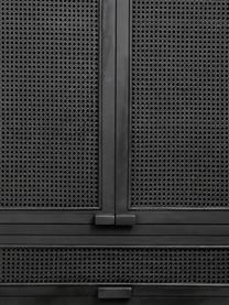 Dressoir Merge met Weens vlechtwerk in zwart, Frame: teakhout, gelakt, Zwart, 100 x 160 cm