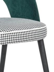Krzesło tapicerowane z aksamitu London, Nogi: drewno brzozowe, Tapicerka: 100% aksamit poliestrowy, Zielony, czarny, biały, S 58 x G 60 cm