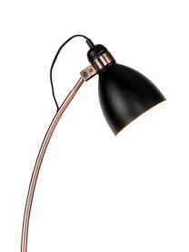 Leeslamp Denver met betonnen voet, Lampenkap: bekleed ijzer, Frame: ijzer, verkoperd, Lampvoet: beton, Lampenkap: zwart. Stang: koperkleurig. Lampvoet: cementkleurig, 37 x 145 cm