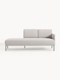 Chaise longue Fluente, Bekleding: 80% polyester, 20% ramie , Frame: massief grenenhout, FSC-g, Poten: gepoedercoat metaal, Geweven stof lichtgrijs, B 202 x D 85 cm, rugleuning links