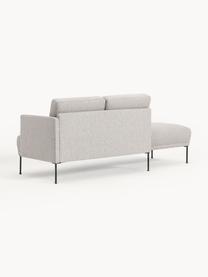 Chaise longue Fluente, Bekleding: 80% polyester, 20% ramie , Frame: massief grenenhout, FSC-g, Poten: gepoedercoat metaal, Geweven stof lichtgrijs, B 202 x D 85 cm, rugleuning links