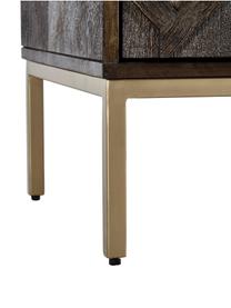 Credenza in legno di mango massiccio con ante Clive, Struttura: metallo verniciato a polv, Legno di mango, dorato, Larg. 150 x Alt. 85 cm