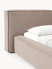 Gestoffeerd bed Lennon met opbergfunctie, Bekleding: 100% polyester Met 115.00, Frame: massief grenenhout, multi, Poten: hout, kunststof Dit produ, Geweven stof taupe, B 248 x L 243 cm (ligvlak 180 x 200 cm)