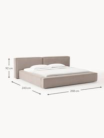 Gestoffeerd bed Lennon met opbergfunctie, Bekleding: 100% polyester Met 115.00, Frame: massief grenenhout, multi, Poten: hout, kunststof Dit produ, Geweven stof taupe, B 248 x L 243 cm (ligvlak 180 x 200 cm)