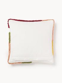 Housse de coussin 45x45 décorative Malu, 100 % coton, Vert, jaune soleil, tons rouges, blanc crème, larg. 45 x long. 45 cm