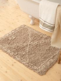 Puszysty dywanik łazienkowy z bawełny Beni, 100% bawełna, Beżowy, biały, S 50 x D 70 cm