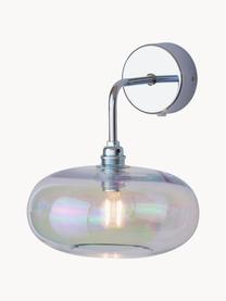 Wandlamp Horizon van mondgeblazen glas, Lampenkap: mondgeblazen glas, Iriserend, zilverkleurig, B 21 x D 24 cm