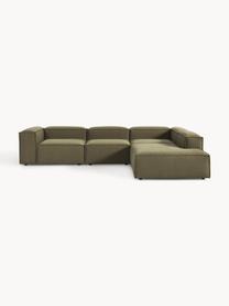 Modulares XL-Ecksofa Lennon, Bezug: 100 % Polyester Der strap, Gestell: Massives Kiefernhol, Sper, Webstoff Olivgrün, B 329 x T 269 cm, Eckteil links