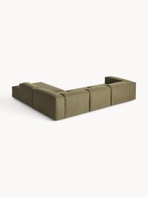 Modulares XL-Ecksofa Lennon, Bezug: 100 % Polyester Der strap, Gestell: Massives Kiefernhol, Sper, Füße: Kunststoff Dieses Produkt, Webstoff Olivgrün, B 329 x T 269 cm, Eckteil links