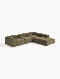 Modulares XL-Ecksofa Lennon, Bezug: 100 % Polyester Der strap, Gestell: Massives Kiefernhol, Sper, Webstoff Olivgrün, B 329 x T 269 cm, Eckteil links