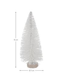 Sapin de Noël décoratif blanc Glitzy, 2 élém., Plastique, Blanc, Ø 7 x haut. 15 cm