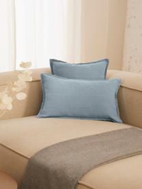 Housse de coussin lin bleu ciel Lanya, 100 % pur lin, Bleu ciel, larg. 30 x long. 50 cm