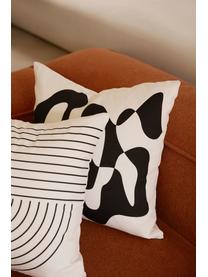 Kussenhoes Roya met abstracte print, 100% biokatoen, GOTS-gecertificeerd, Wit, zwart, B 45 x L 45 cm