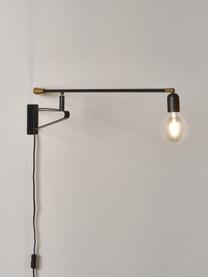 Aplique orientable Danon, Estructura: metal, pintura en polvo, Cable: plástico, Negro, dorado, Cama 135/140 cm (200 x 200 cm)