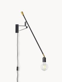 Verstelbare wandlamp Danon, Zwart, goudkleurig, B 83 x L 200 cm