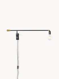 Verstelbare wandlamp Danon, Zwart, goudkleurig, B 83 x L 200 cm