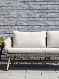 Garten-Loungesofa (3-Sitzer) Prisca aus Rattan, Korpus: Rattan, Webstoff Cremeweiss, Rattan, B 181 x T 78 cm