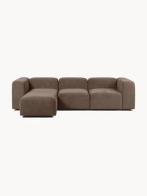 Modulares Sofa Lena (4-Sitzer) mit Hocker, Bezug: Webstoff (88% Polyester, , Gestell: Kiefernholz, Schichtholz,, Füße: Kunststoff, Webstoff Dunkelbraun, B 284 x T 181 cm