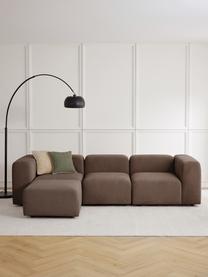 Modulares Sofa Lena (4-Sitzer) mit Hocker, Bezug: Webstoff (88% Polyester, , Gestell: Kiefernholz, Schichtholz,, Webstoff Dunkelbraun, B 284 x T 181 cm