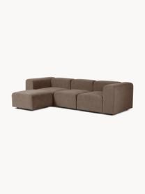 Canapé modulable 4 places avec pouf Lena, Tissu brun foncé, larg. 284 x prof. 181 cm