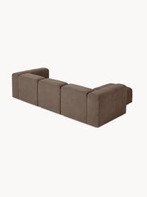 Modulaire bank Lena (4-zits) met kruk, Bekleding: geweven stof (88% polyest, Frame: grenenhout, multiplex, ha, Poten: kunststof, Geweven stof donkerbruin, B 284 x D 181 cm