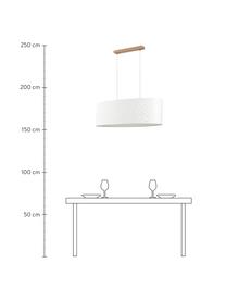 Lámpara de techo grande LED ovalada Punto, Pantalla: papel, Anclaje: madera de roble aceitado, Cable: plástico, Blanco, plateado, An 80 x Al 24 cm