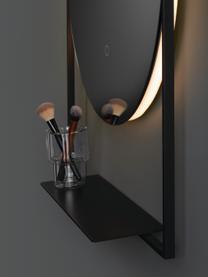 Wandspiegel Cassiopea mit LED-Beleuchtung, Spiegelfläche: Spiegelglas, Schwarz, B 60 x H 75 cm