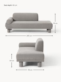 Chaise lounge Lilo, Rivestimento: Bouclé (93% poliestere, 6, Piedini: plastica, imbottiti Quest, Bouclé grigio, Larg. 205 x Prof. 93 cm, schienale a sinistra