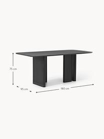 Table en chêne Jolka, tailles variées, Chêne noir laqué, larg. 180 x prof. 95 cm