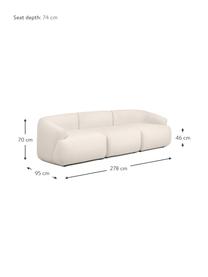 Sofá modular Sofia (3 plazas), Tapizado: 100% polipropileno Alta r, Tapizado: relleno de espuma, Estructura: madera de pino macizo, ag, Patas: plástico, Tejido blanco crema, An 278 x F 95 cm