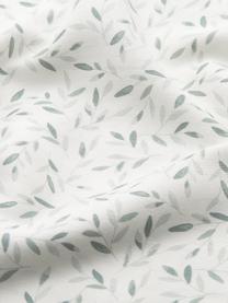 Parure de lit en satin de coton bio Green Leaves, 100 % satin de coton bio, certifié GOTS, Blanc, vert, imprimé, larg. 140 x long. 200 cm + 1 taie d'oreiller 80 x 80 cm