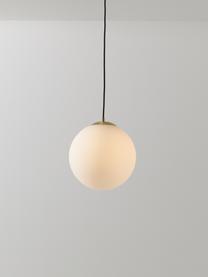 Hanglamp  met bollen Beth van opaalglas, Lampenkap: opaalglas, Decoratie: vermessingd metaal, Wit, Ø 20 cm