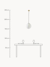 Kugel-Pendelleuchte Beth aus Opalglas, Lampenschirm: Opalglas, Baldachin: Metall, vermessingt, Dekor: Metall, vermessingt, Weiß, Ø 20 cm