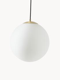 Lampada sferica a sospensione in vetro opalino Beth, Paralume: vetro opalino, Baldacchino: metallo ottonato, Bianco, Ø 20 cm