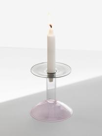 Handgefertigter Kerzenhalter Rainbow, Borosilikatglas, Lavendel, Transparent, Ø 12 x H 15 cm