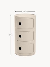 Design container Componibili, 3 modules, 100% biopolymeer van hernieuwbare grondstoffen, Mat beige, Ø 32 x H 59 cm