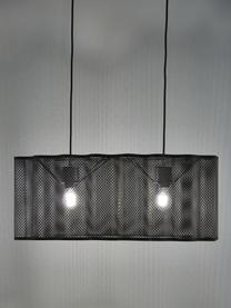 Ovale hanglamp Glicine in zwart, Lampenkap: gecoat metaal, Baldakijn: gecoat metaal, Zwart, 70 x 28 cm