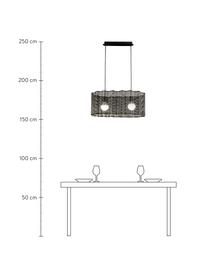 Ovale hanglamp Glicine in zwart, Lampenkap: gecoat metaal, Baldakijn: gecoat metaal, Zwart, 70 x 28 cm