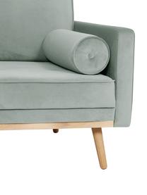 Samt-Ecksofa Saint (4-Sitzer) in Salbeifarben mit Eichenholz-Füssen, Bezug: Samt (Polyester) Der hoch, Gestell: Massives Eichenholz, Span, Webstoff Salbeifarben, B 294 x T 220 cm