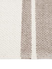 Passatoia in cotone a righe tessuta a mano con nappe Vigga, 100% cotone, Taupe, beige, Larg. 80 x Lung. 250 cm