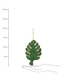 Décorations de sapin de Noël Leaf, 2 pièces, Perles en verre, Vert, doré, larg. 9 x haut. 14 cm