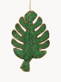 Ozdoba choinkowa Leaf, 2 szt., Szklane koraliki, Zielony, odcienie złotego, S 9 x W 14 cm