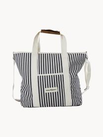 Kühltasche Strand, 40% Baumwolle, 40% Polyester, 15% Wasserferstes Vinyl, 5% Leder, Off White, Anthrazit, B 41 x H 51 cm