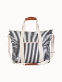 Kühltasche Strand, 40% Baumwolle, 40% Polyester, 15% Wasserferstes Vinyl, 5% Leder, Off White, Anthrazit, B 41 x H 51 cm