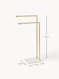 Porta asciugamani con base in marmo Simba, Asta: metallo rivestito, Bianco marmorizzato, dorato, Larg. 46 x Alt. 84 cm