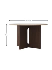Runder Esstisch Androgyne mit Tischplatte aus Sandstein, Ø 120 cm, Tischplatte: Sandstein, Gestell: Mitteldichte Holzfaserpla, Dunkles Holz, Sandstein, Ø 120 cm