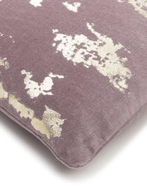 Fluwelen kussenhoes Shiny met glinsterend vintage patroon, 100% katoenfluweel, Mauve, goudkleurig, 40 x 40 cm