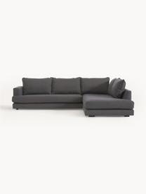 Ecksofa Tribeca, Bezug: 100 % Polyester Der hochw, Gestell: Massives Kiefernholz, FSC, Füße: Massives Buchenholz, lack, Webstoff Anthrazit, B 274 x T 192 cm, Eckteil rechts